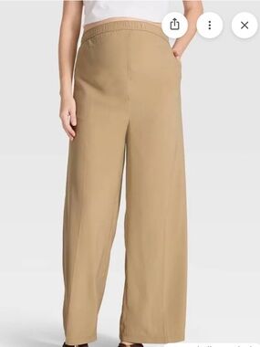 Tan high-rise over-the-belly maternity wide leg work pants Ingrid & isabel NWT